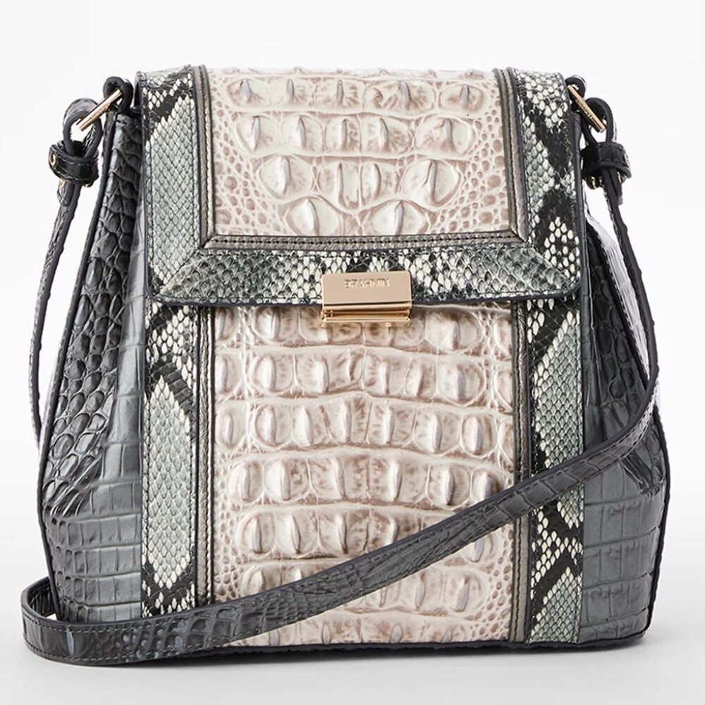✅ Brahmin MARGO CHARCOAL NOTTINGHAM Leather Satchel ✨NWT, COA, DUST BAG - Picture 2 of 16